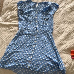 Periwinkle polka dot mini dress